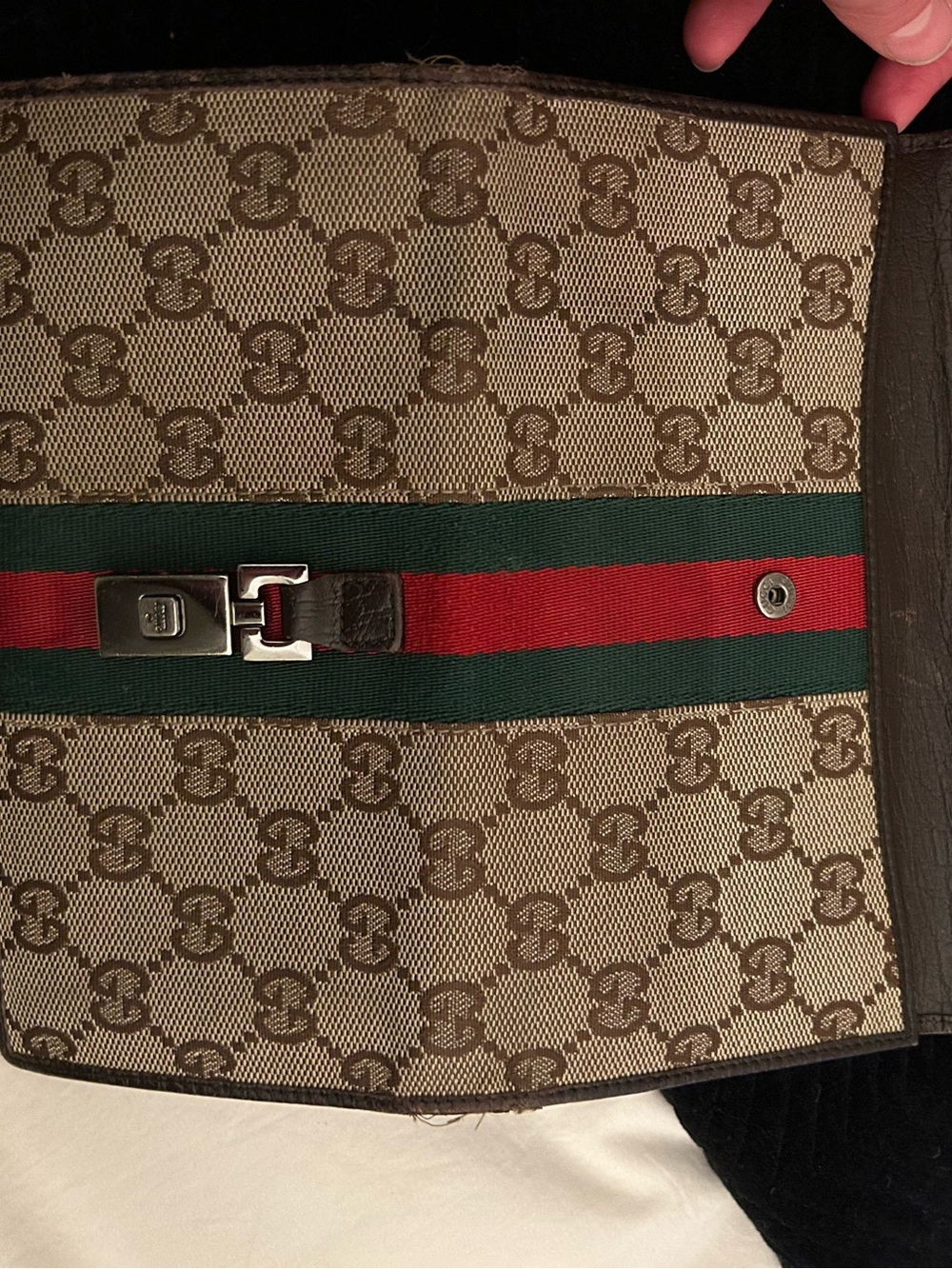 Gucci Brown GG Canvas Wallet with Green and Red Web Stripe - Picture 9 of 10